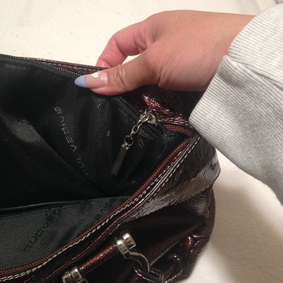 NUOVEDIVE Italian BRONZE BROWN Shiny Genuine LEATHER SHOULDER BAG - Picture 10 of 15